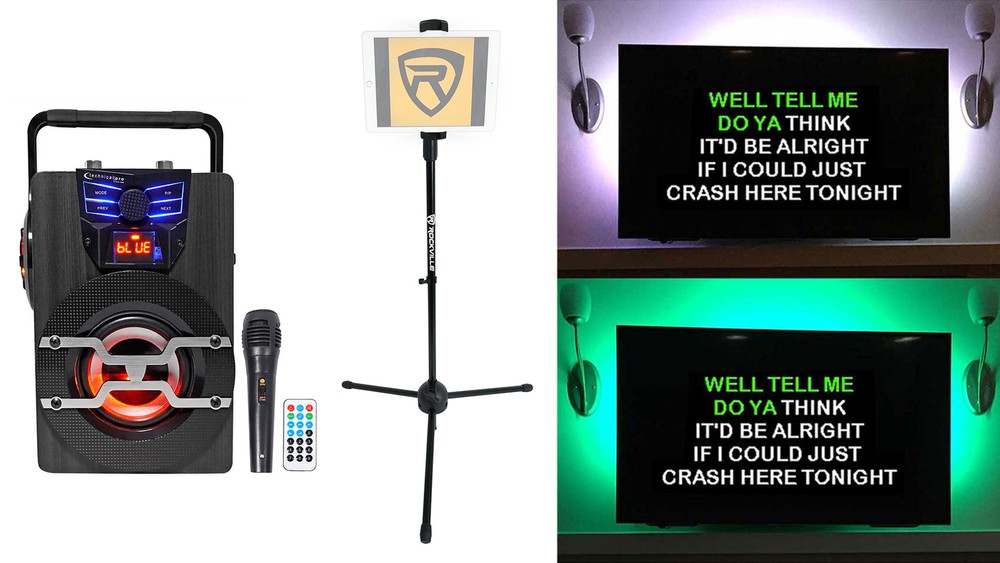 Technical Pro WASP420 Bluetooth Karaoke Machine System w/TV LED's + Mic + Stand