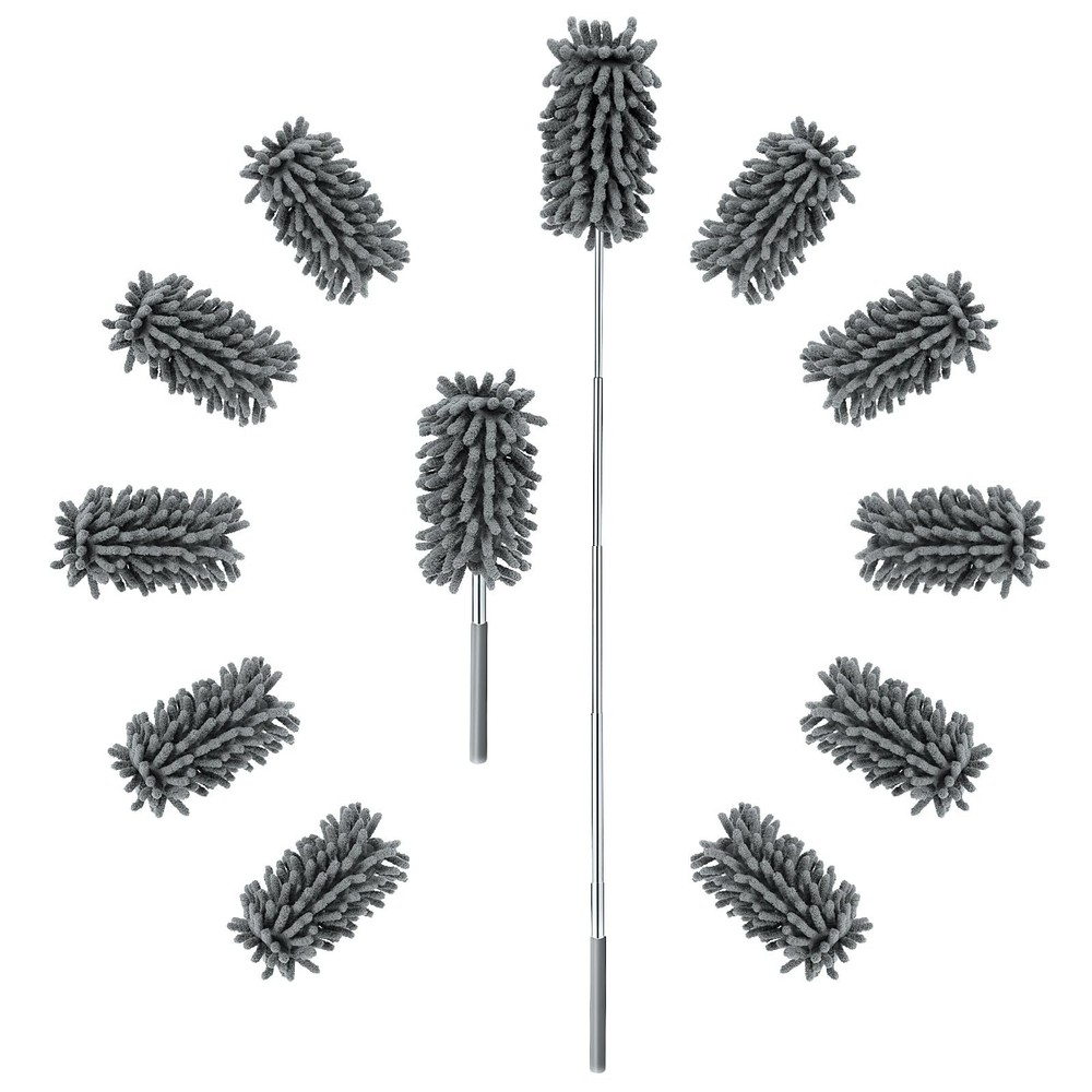 12 Pack High Duster with Extension Pole, Reusable & Washable Feather Duster, ...