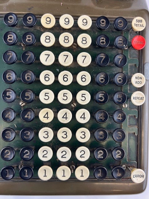 Burroughs '40s/'50s Olive Green Adding Machine UNTESTED