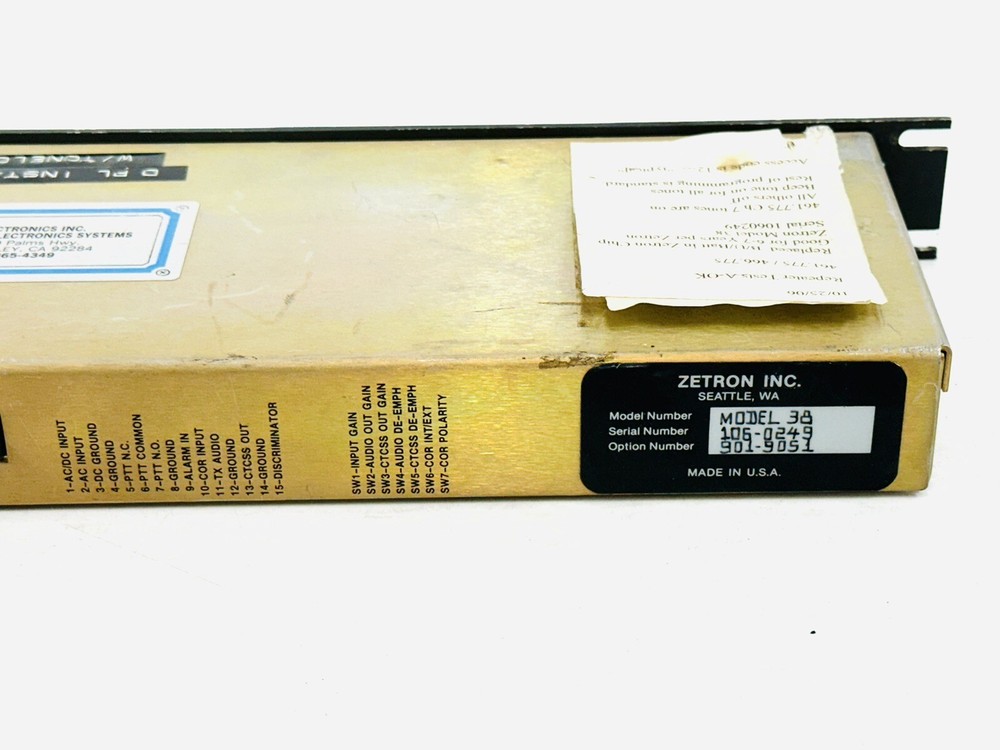 ZETRON 38A REPEATER PANEL |010-5967078, UNTESTED AS IS