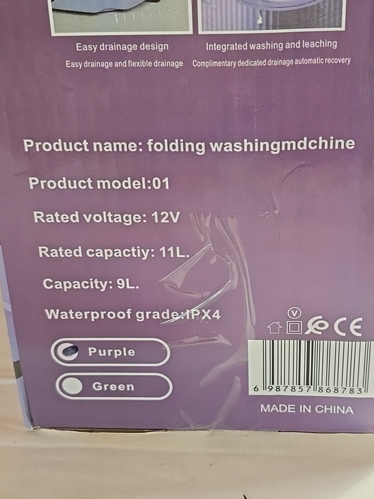 Folding Portable Mini Washing Machine Multi-function 12V 11L 9 L Capacity New