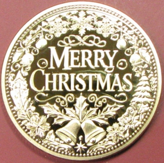 Merry Christmas. Challenge Coin. 1.50". e01C.