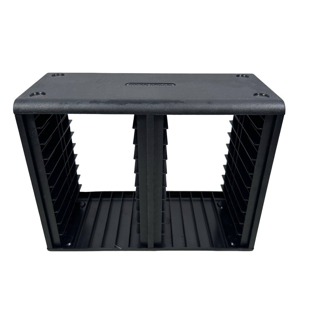 Openstock Black Plastic Double Column 40 Cassette Storage Rack Stackable Media