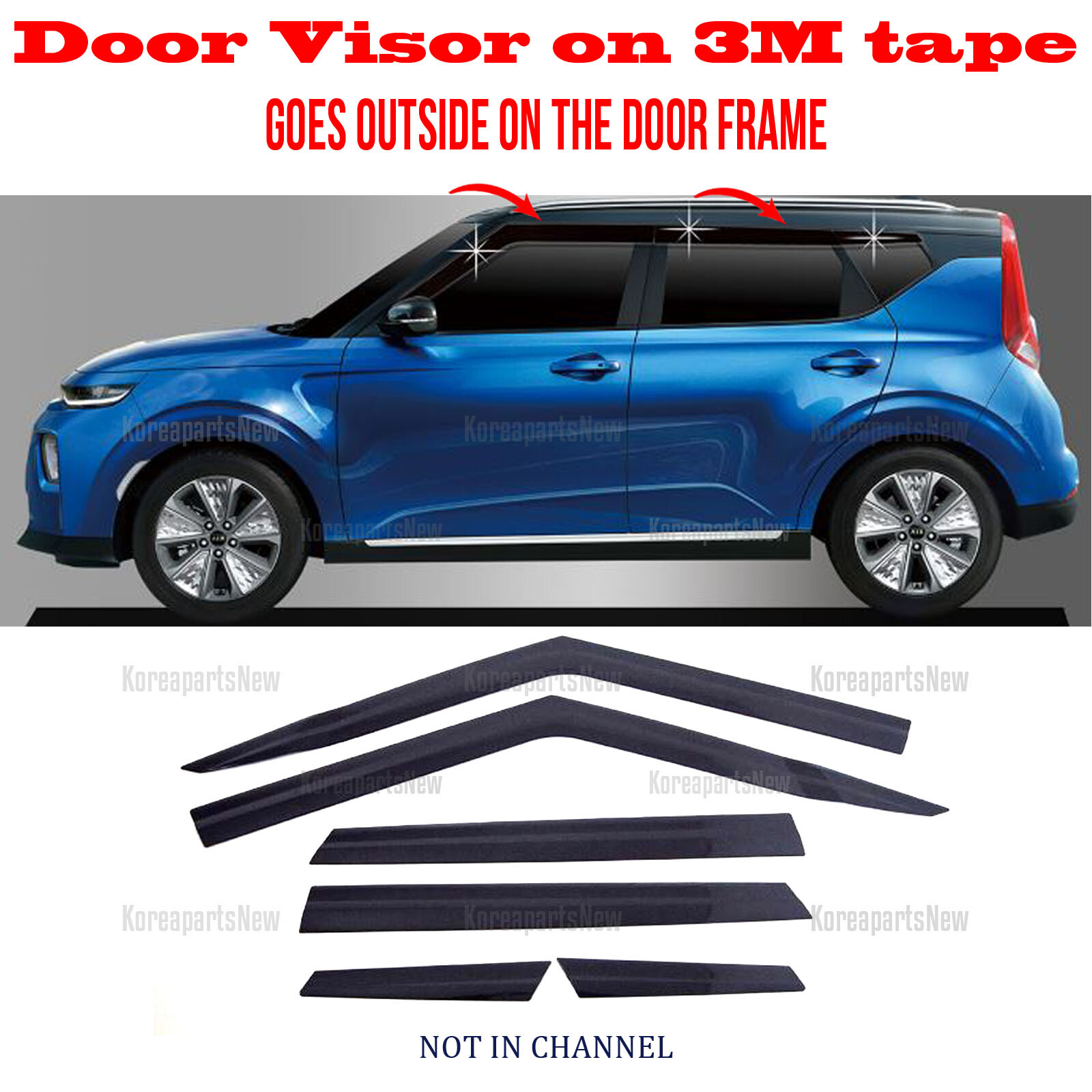 ⭐6pcs⭐ Window Door Visor Vent Shade Rain Guard fits Kia Soul Booster 2020-2025