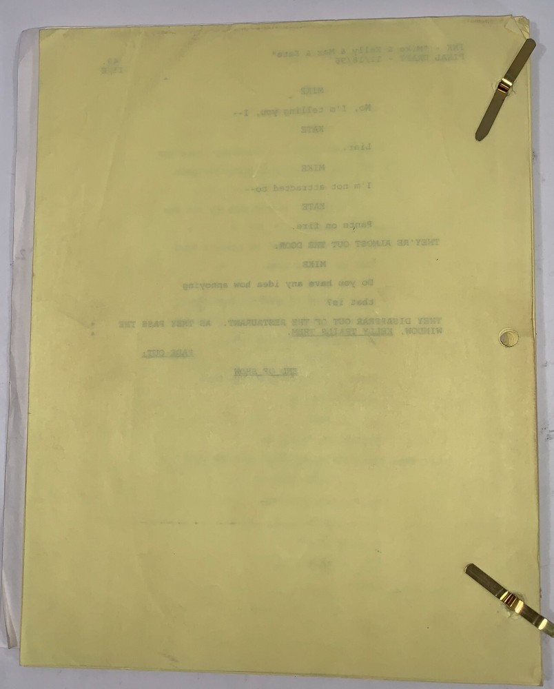 TED DANSON INK TV SCRIPT 1996 ANNOTATED “Mike & Kelly” Original