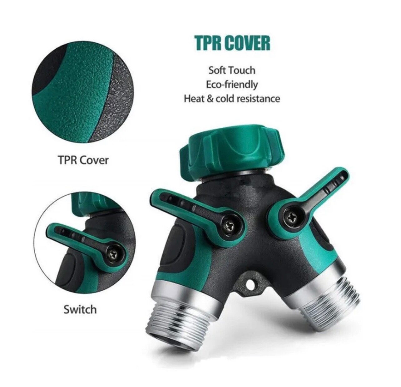 2-Pack 3/4" Water Hose Splitter Dual Garden Y Valve Connector