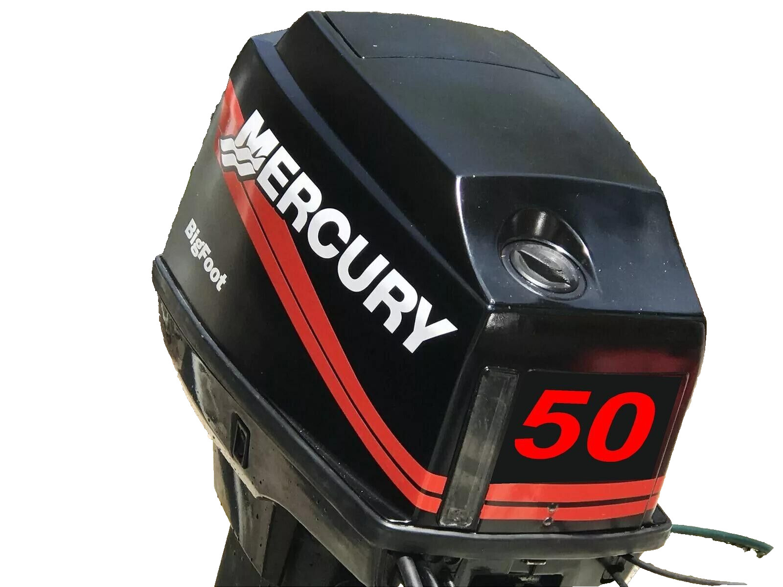 MERCURY 50HP Bigfoot Boat Outboard Decal Kit Pontoon Fishing Cowling Red M50
