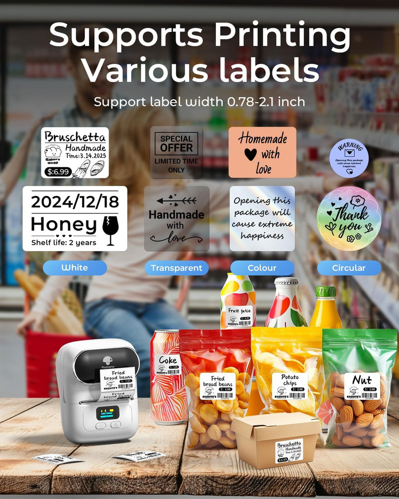 Phomemo M110 Label Makers - Barcode Thermal Bluetooth Label Printer