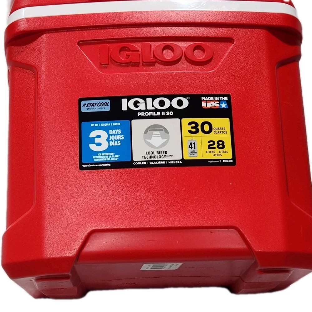 Igloo Profile II 30 Quart Bail, Red Portable Cooler