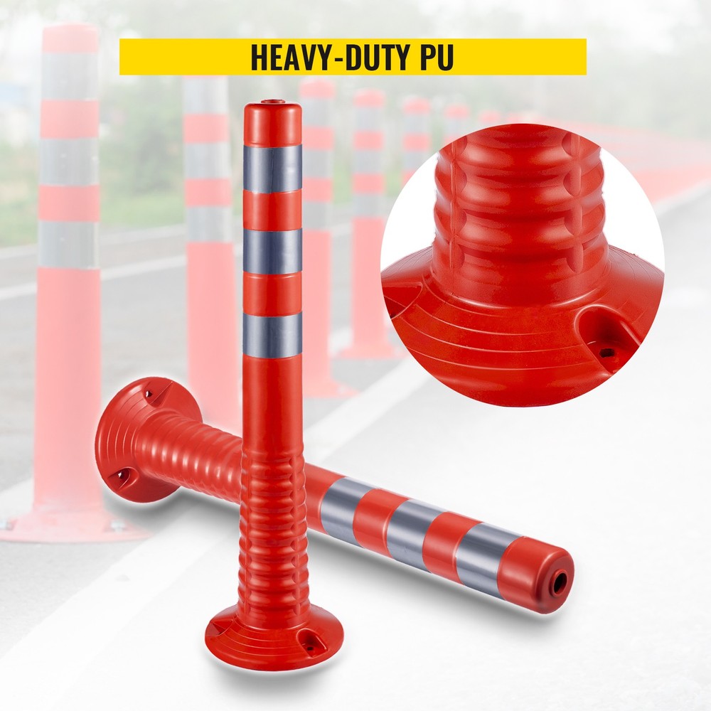 Uimoso Traffic Delineator Posts Flexible Channelizer Cone 30" Spring Post 6PCS