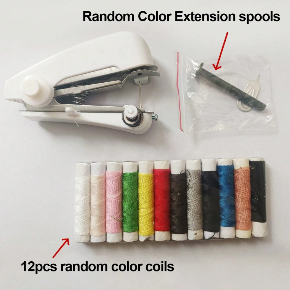 Handheld Sewing Machine Portable Mini Cordless Stitch Tool With 12 Sewing Thread