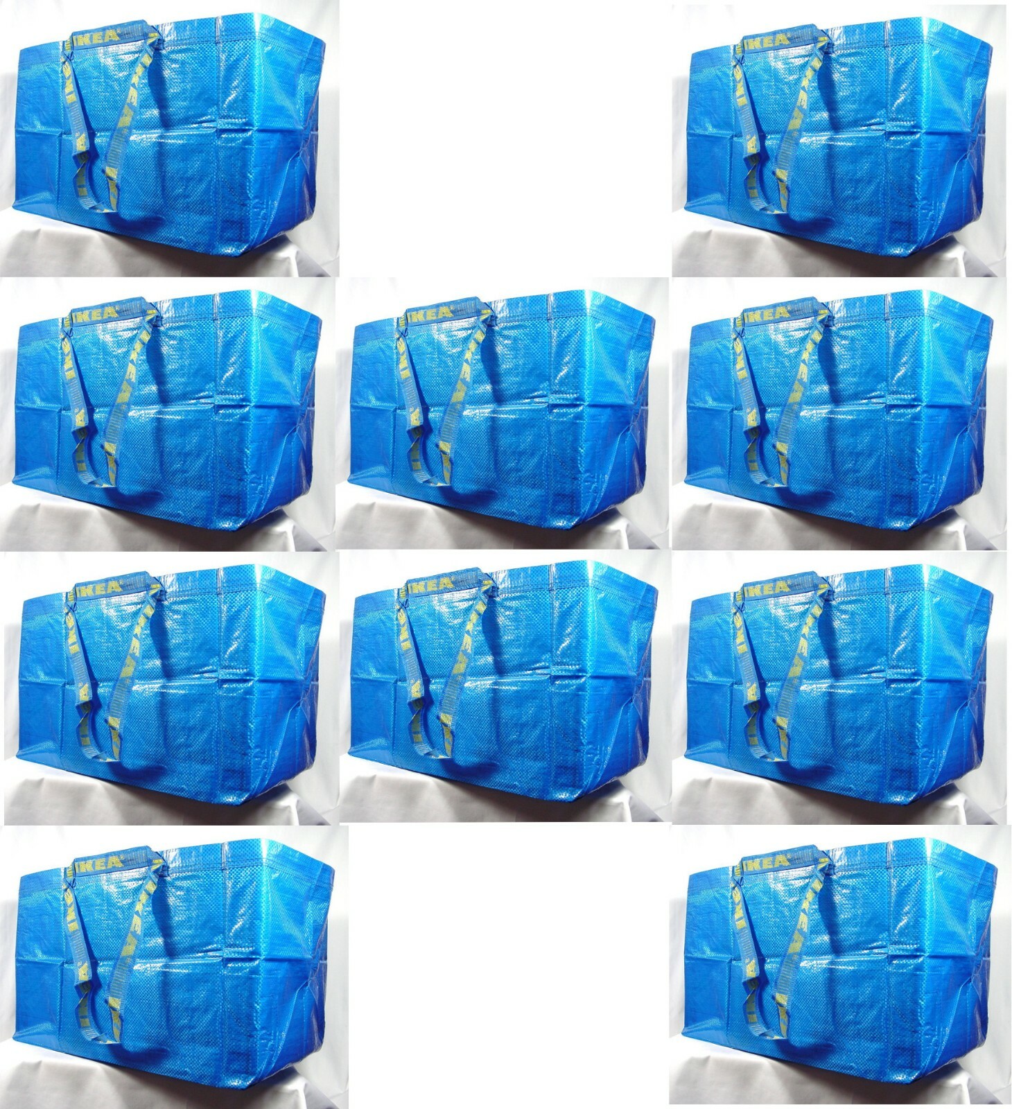 IKEA 10 X LARGE BLUE BAGS Shopping Bag Laundry Storage Travel Tote FRAKTA