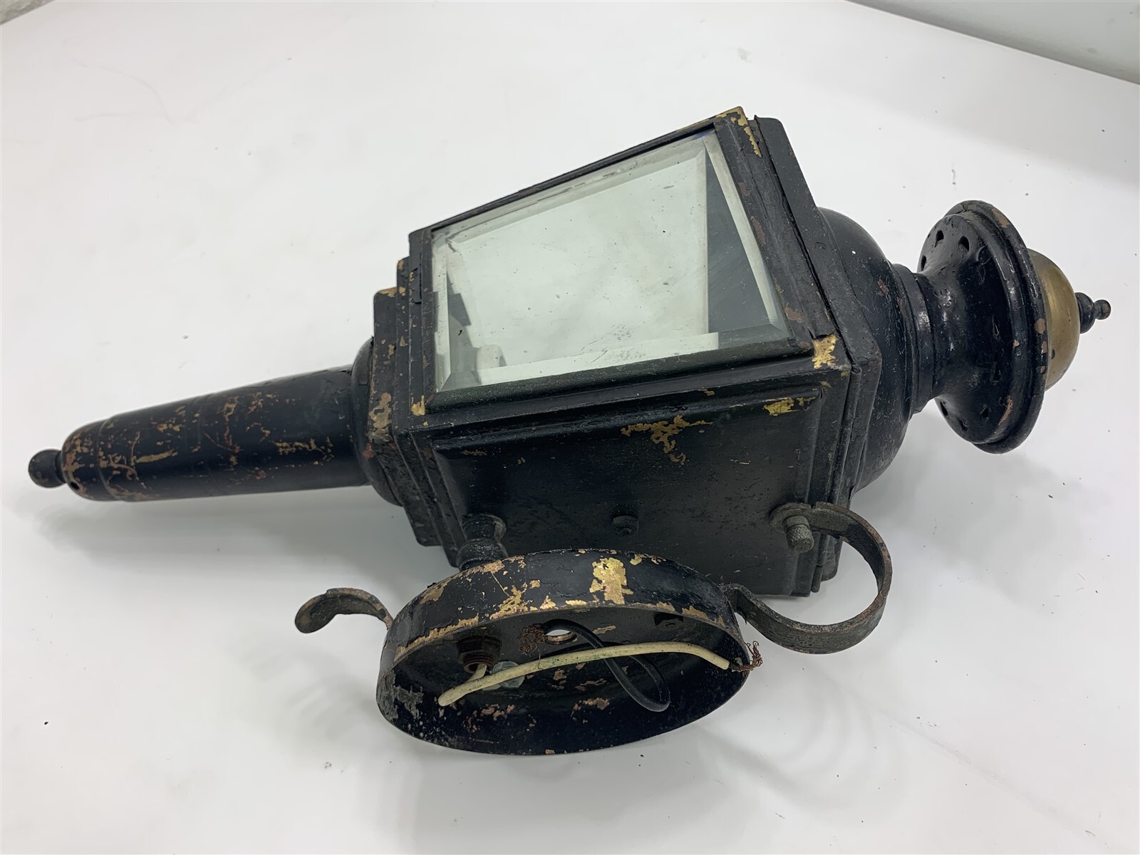 QTY 3 Black Painted Brass Vintage Carriage Lamps Lights Sconce Electric Gothic