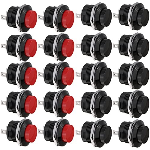 Momentary Push Button Switch No Lock SPST Mini Push Button Red & Black Cap