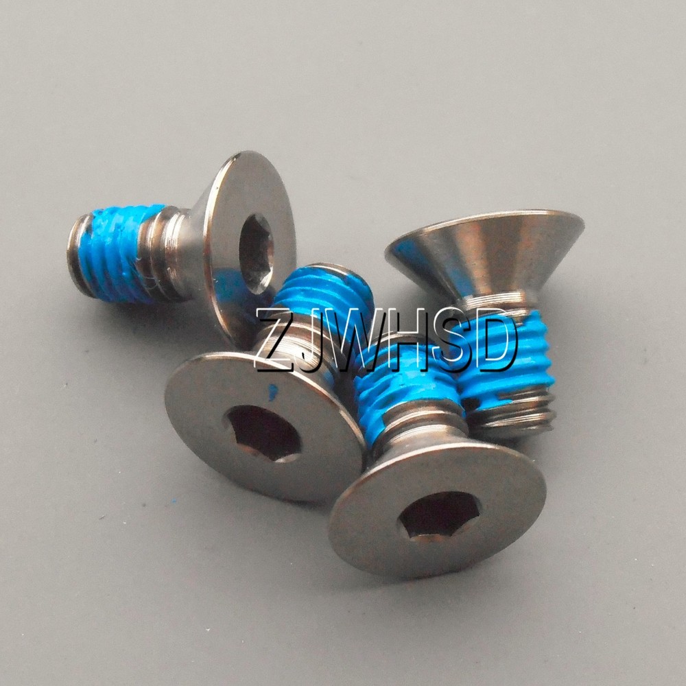 4pcs M6 x 12 Titanium Ti Screw Bolt Allen hex Socket Flat head with ThreadLocker