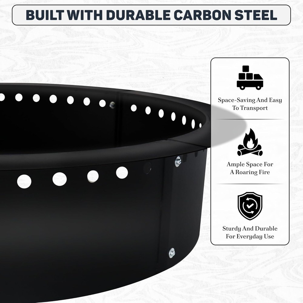 FEBTECH 46” Smokeless Outdoor Fire Pit Insert with Heat Resistant Coating