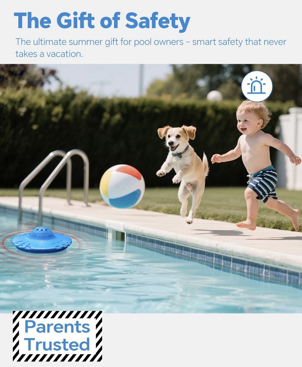 Hovara Floating Pool Safety Alarm Loud 110dB for Inground Above Ground Pool Blue