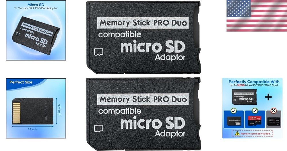 Stable Storage Solution: PSP MicroSD to Memory Stick Pro Duo Adapter - 2-Pack