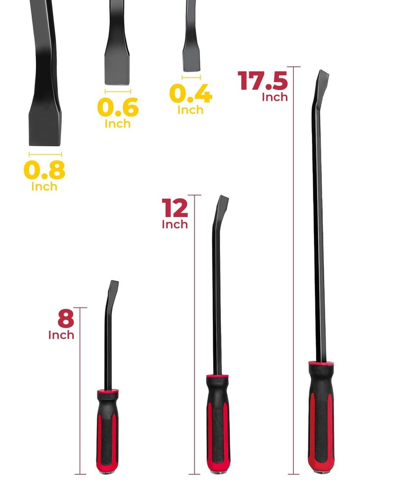 Pry Bar Set, Strike Cap Handle, Angled Tip, Rust proof finish, Machanic Tools...