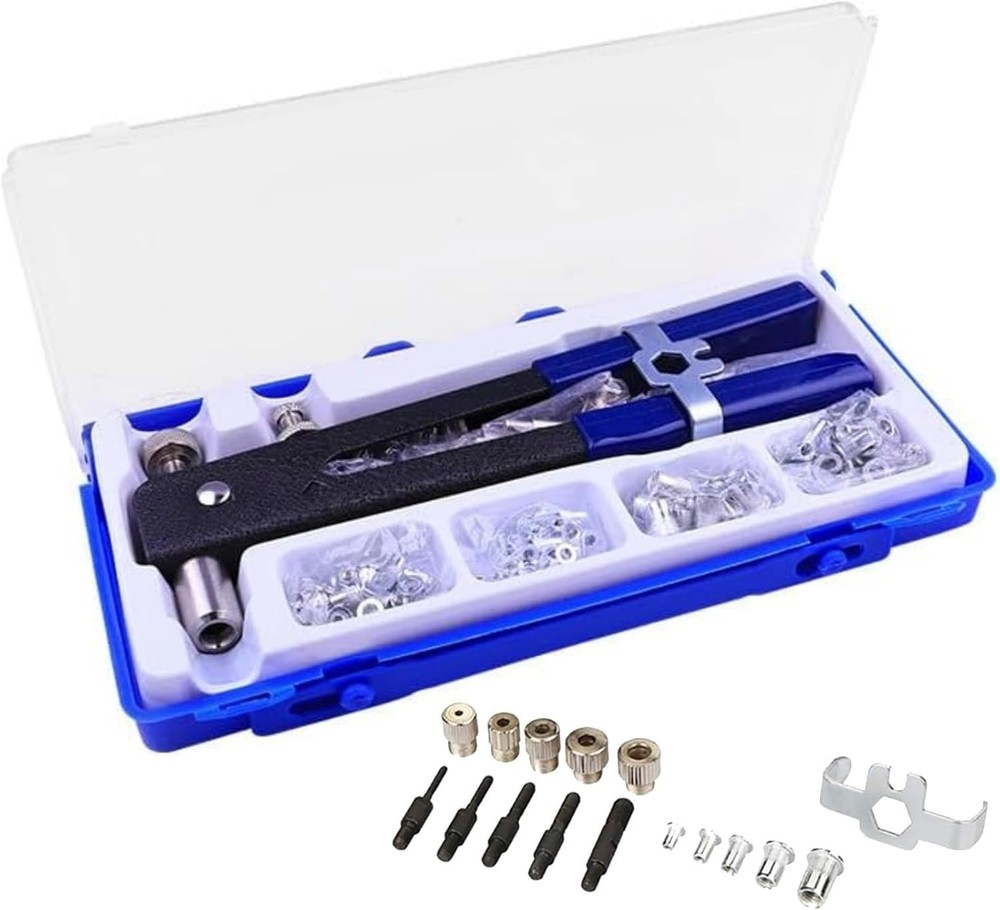 86 Pcs Heavy Blind Rivet Nut Tool Kit Hand Riveter Wrench Threaded Insert...