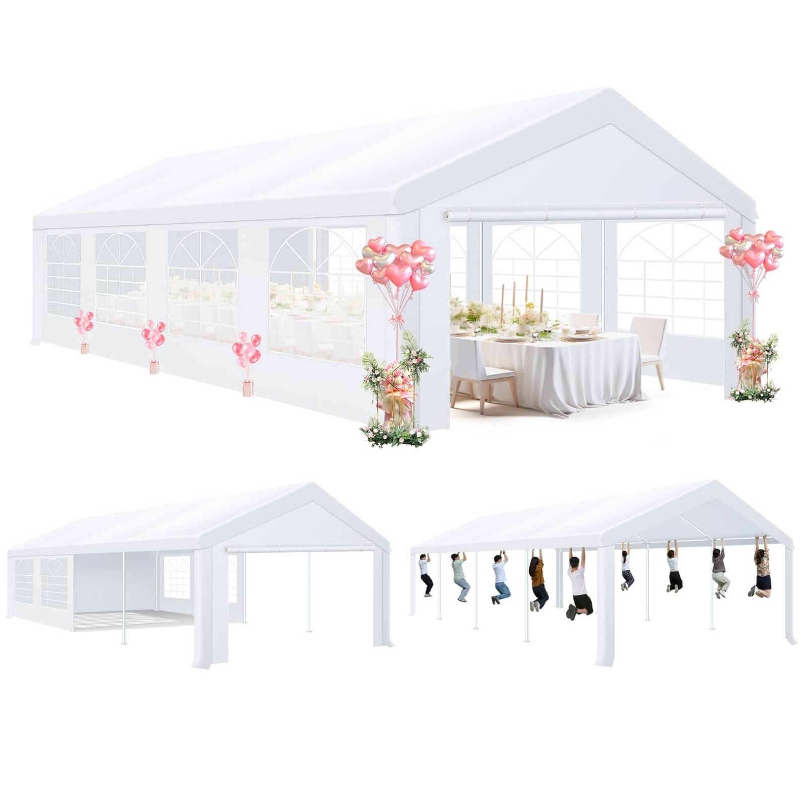 10x20 20x40 Large Party Tent Heavy Duty Carport Canopy with Removable Sidewalls