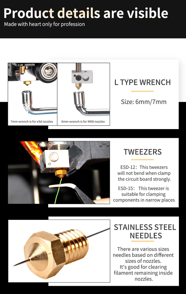 3D Printer Clean Tool Wrench Mini Cross Socket Nozzle Brush for MK8/MK10/M2000
