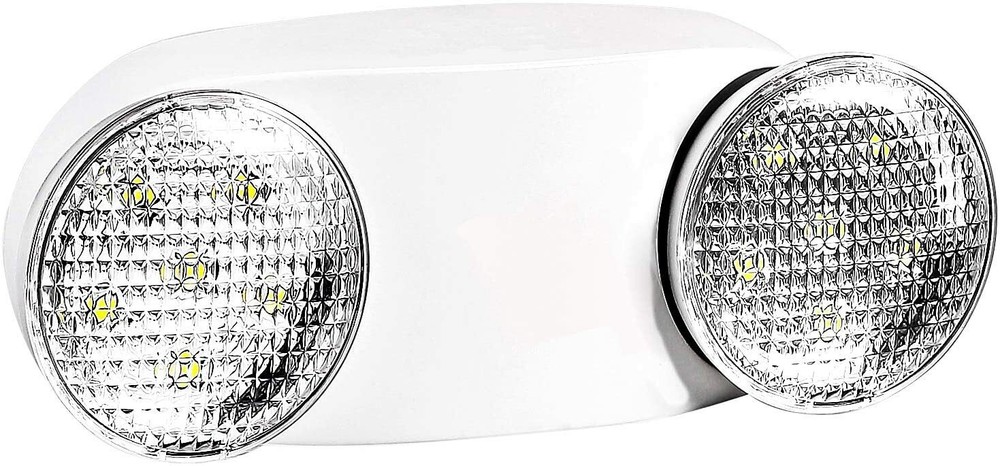 LED Emergency Light White, Exit Sign Light Adjustable Dual Head Battery Back-up