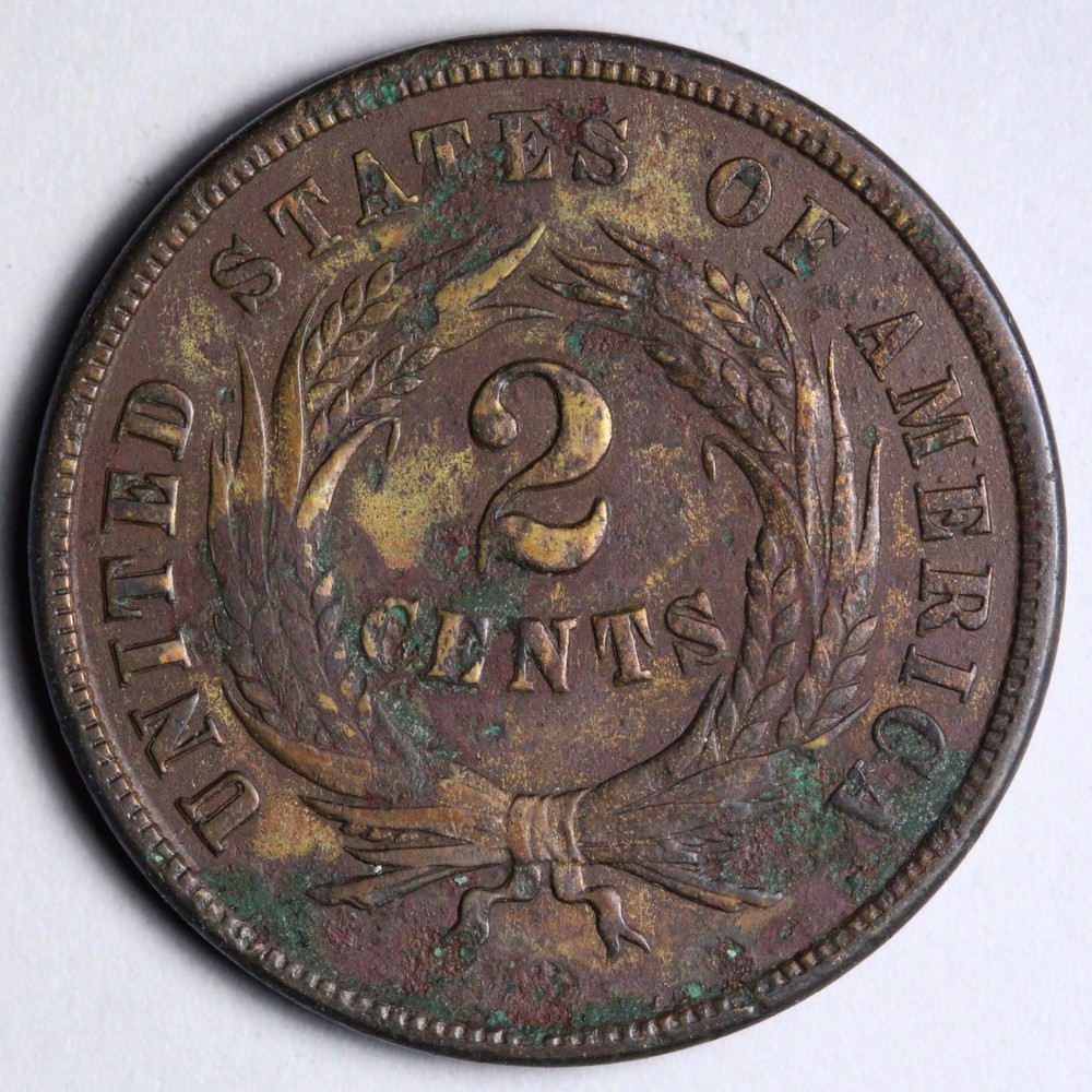 1864 Two Cent Piece XF+ E165 DIEM