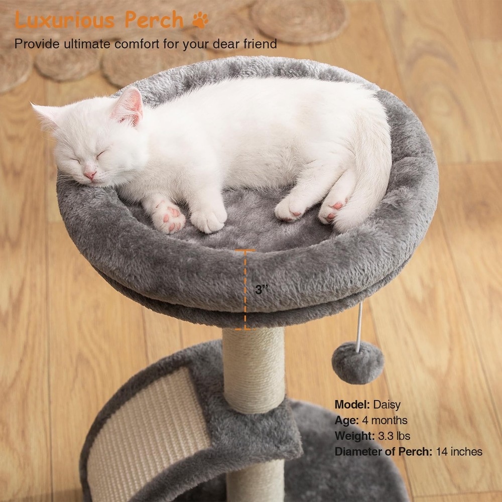 Small Cat Tree Tower with Scratching Post, Modern Kitten Tower for Indoor Cat...