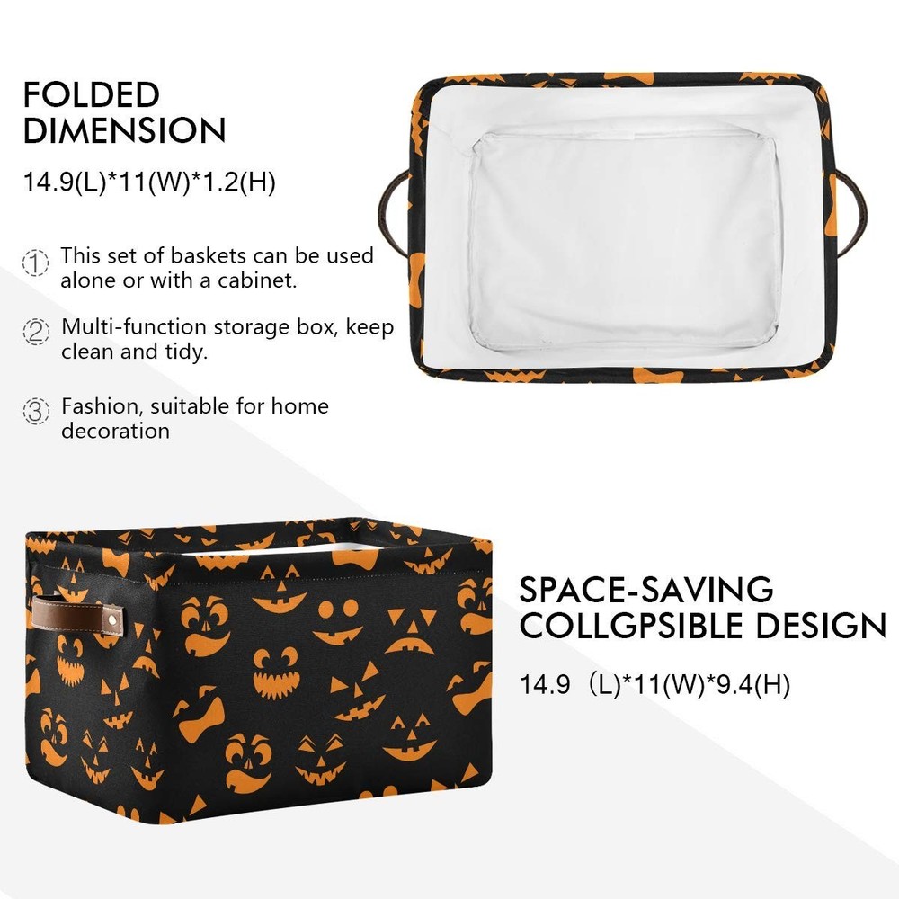 2PCS Storage Basket Halloween Cute Large Foldable Storage Bin Cube Collapsible O