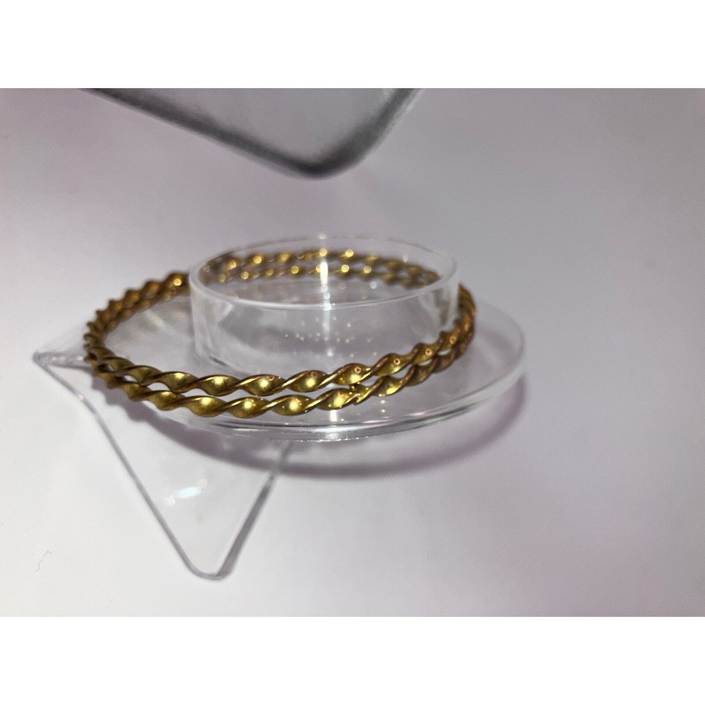 Two Brass Twisted Curved Around 2.75" Bangle Bracelets!