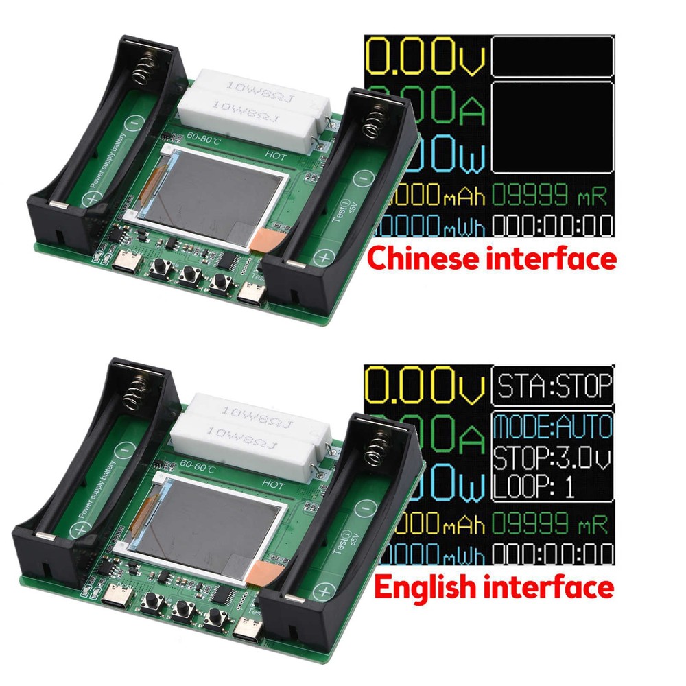 18650 Battery Capacity Tester Internal Resistance Detector Type-C Interface