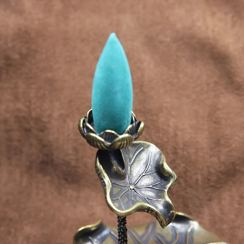 Brass Lotus Leaf Backflow Incense Burner Decorations Solid Pure Copper Lotus