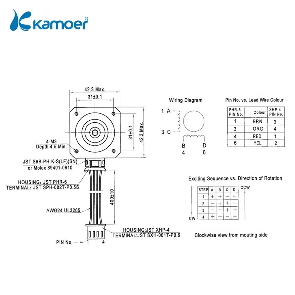 Kamoer high Flow Stepper Motor peristaltic Pump 24V Variable Speed lab Liquid...