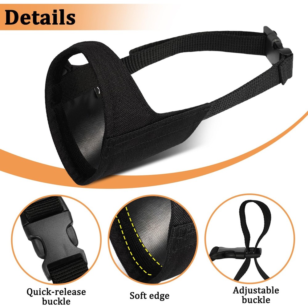 Mayerzon Pitbull Muzzle, Soft Muzzle for L [Snout Cir: 9.75-11"], Black