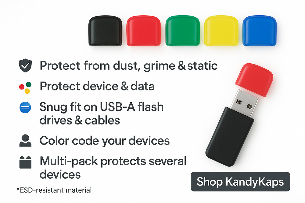 USB Flash Drive Covers - Replacement Caps - Dust Covers - 5-Color Multi-Pack