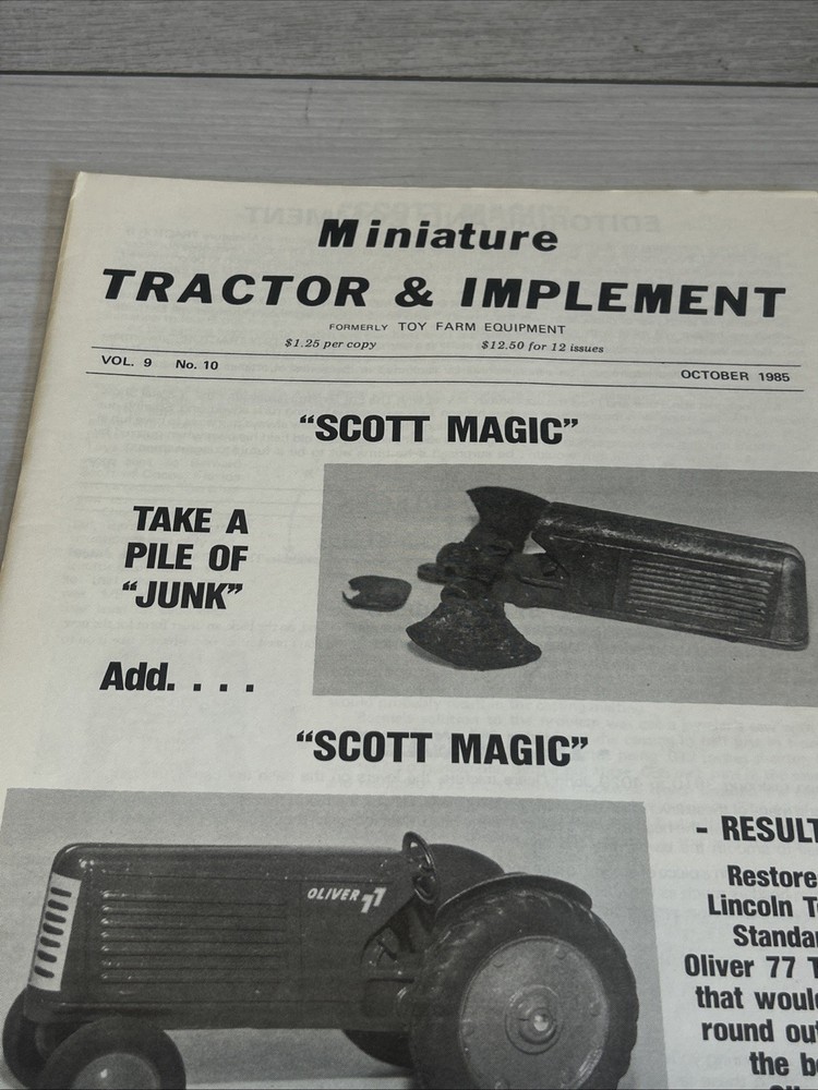 Miniature Tractor & Implement Magazine October 1985 Scott Magic Oliver 77