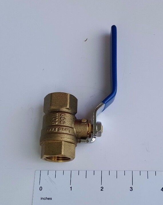 1) 1/2" Female Ball Valve, Lead Free Brass, Full Port 600 PSI, WOG-Water,Oil,Gas
