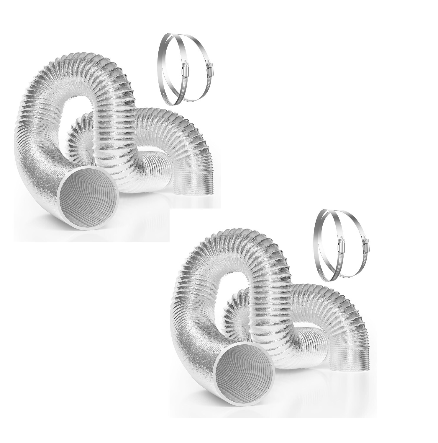 VIVOSUN 2PCS 4"X8Ft Non-Insulated Flex Air Aluminum Ducting for HVAC Ventilation