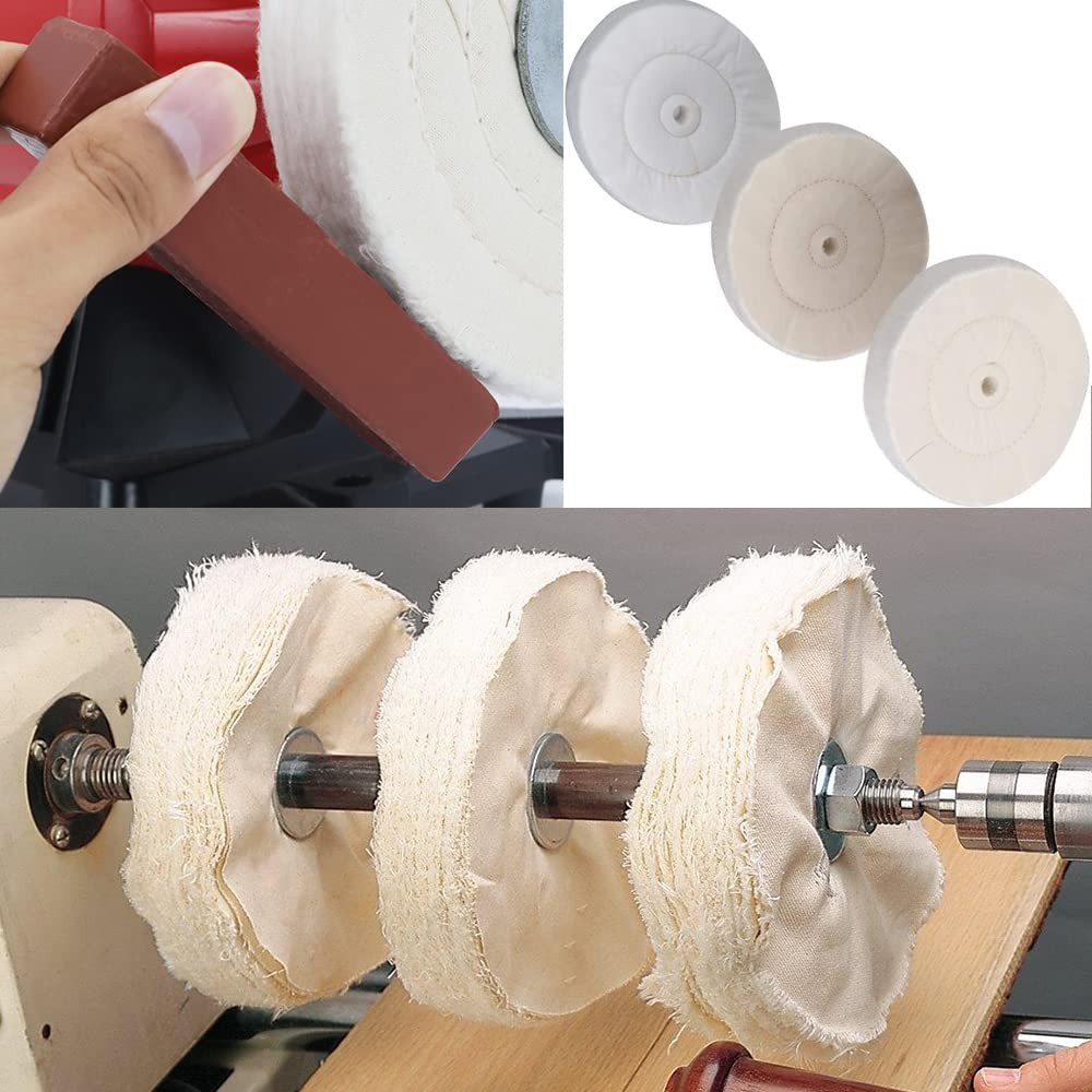 Woodworking Lathe Buffing System 16" #2MT Mandrel 3-Step Buffing Wheel Kits 8...