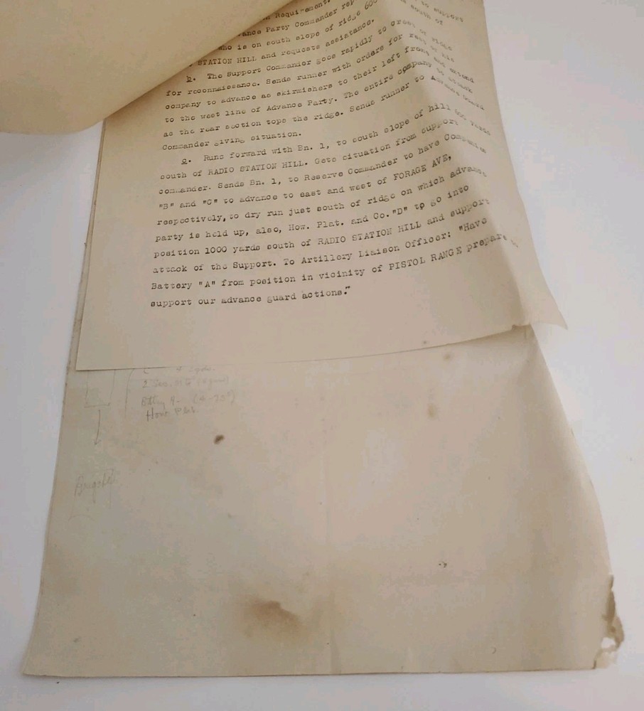 1932 Ft Sam Houston 3rd Brigade Tactical Exercise Document - Rare Original