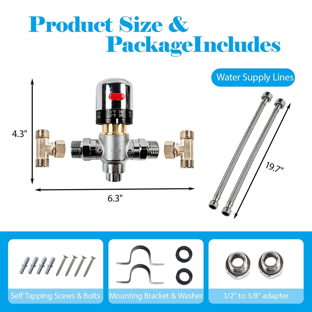 Sensor Valve Adjustable Temperature Bypass for Instant Hot Water Recirculating