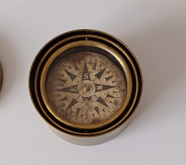 19th century brass floating dial compass