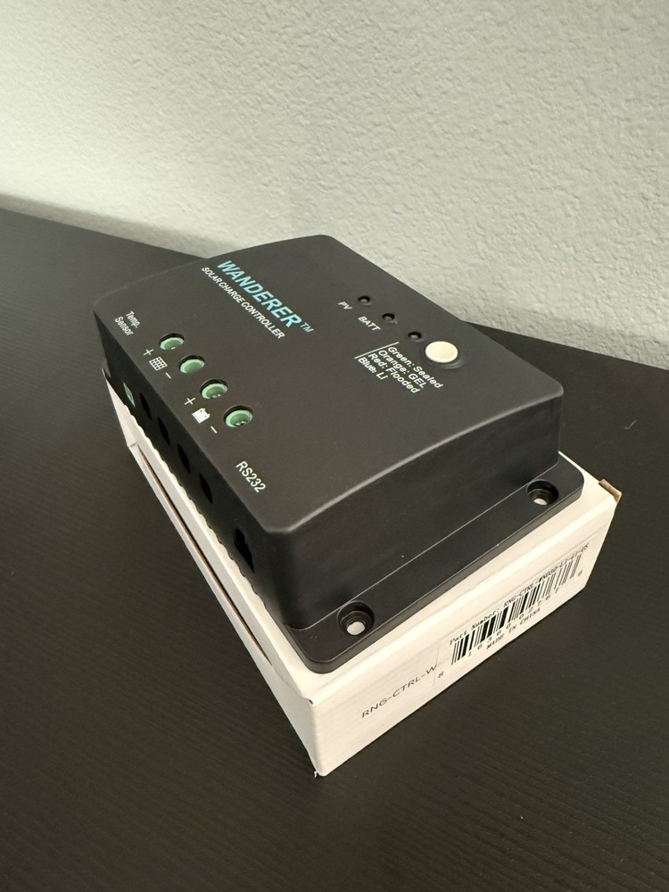 Renogy Wanderer Solar Charge Controller Black RS232 Temp. Sensor Indicator Light
