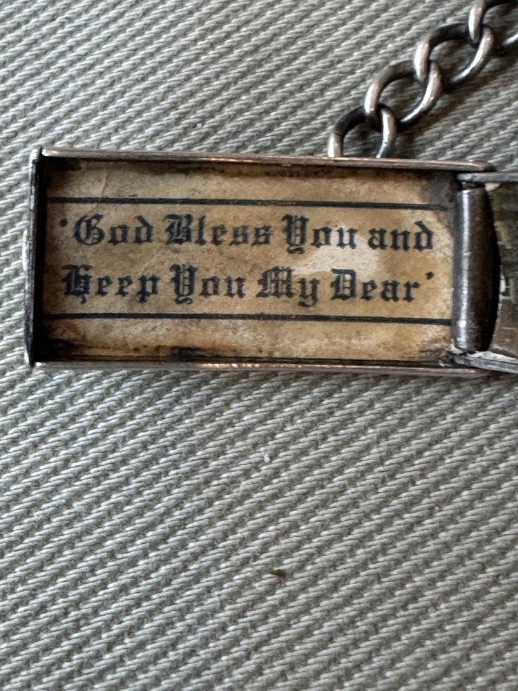 Antique Sterling .925 WWII US Soldier 7.5” ID Bracelet Locket w/Girl Friend Pic