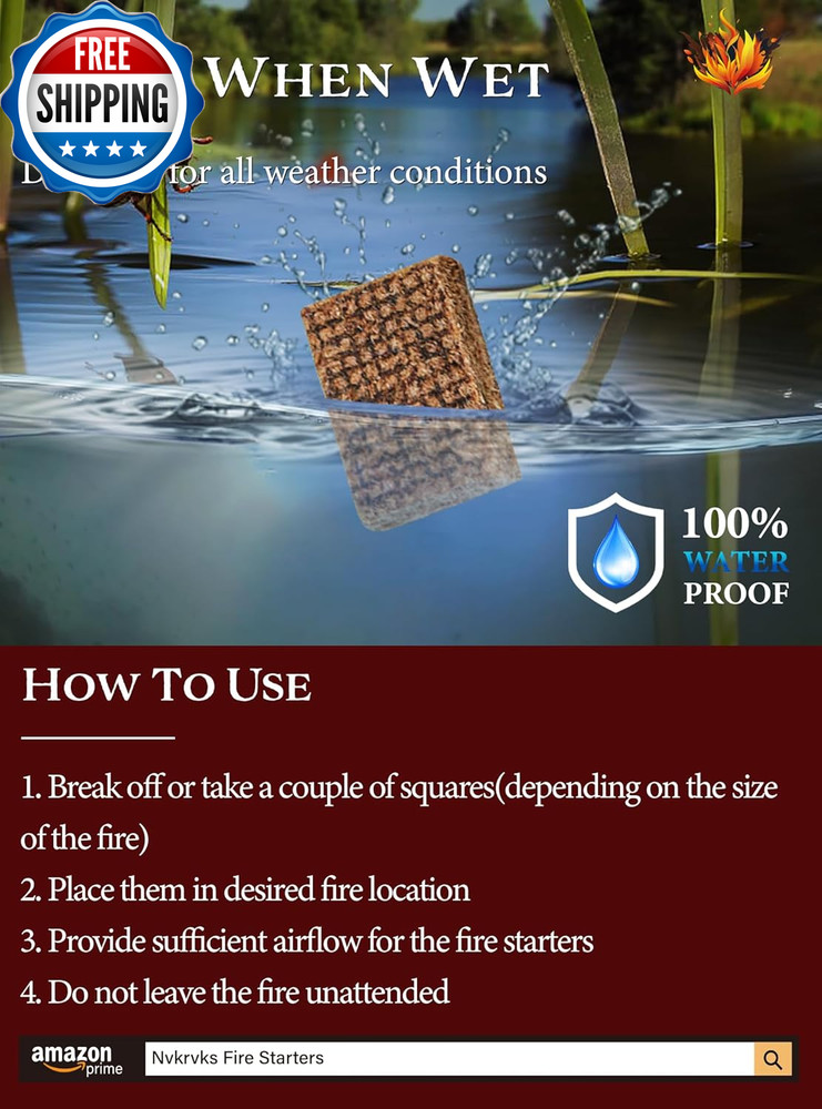 Fire Starter Squares 192 Natural & Odourless Firestarters Cubes...