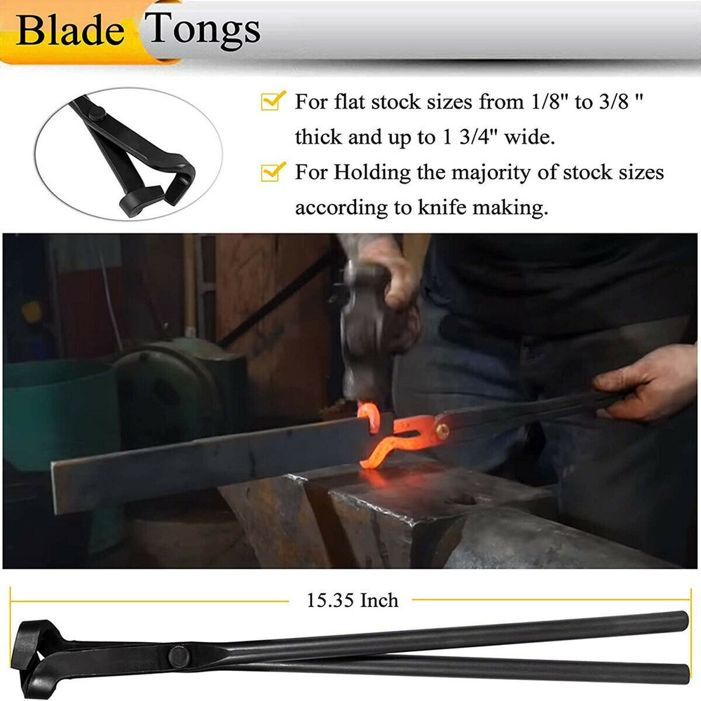 Universal Knife Making Bolt Tongs Blacksmith Bladesmith Tool Set for Anvil Forge