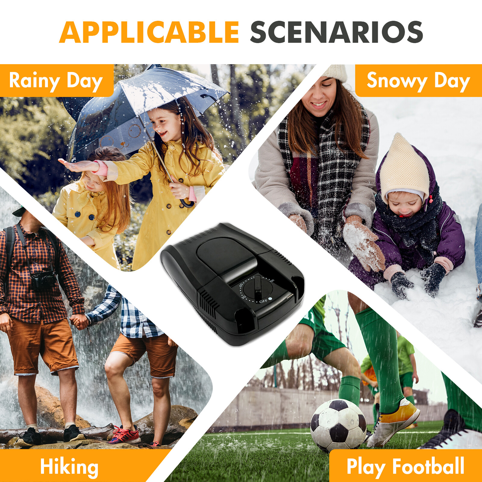 2-Tube Shoe Dryer Boot Dryer with Heat Blower Black Prevent Odor Mold Foldable