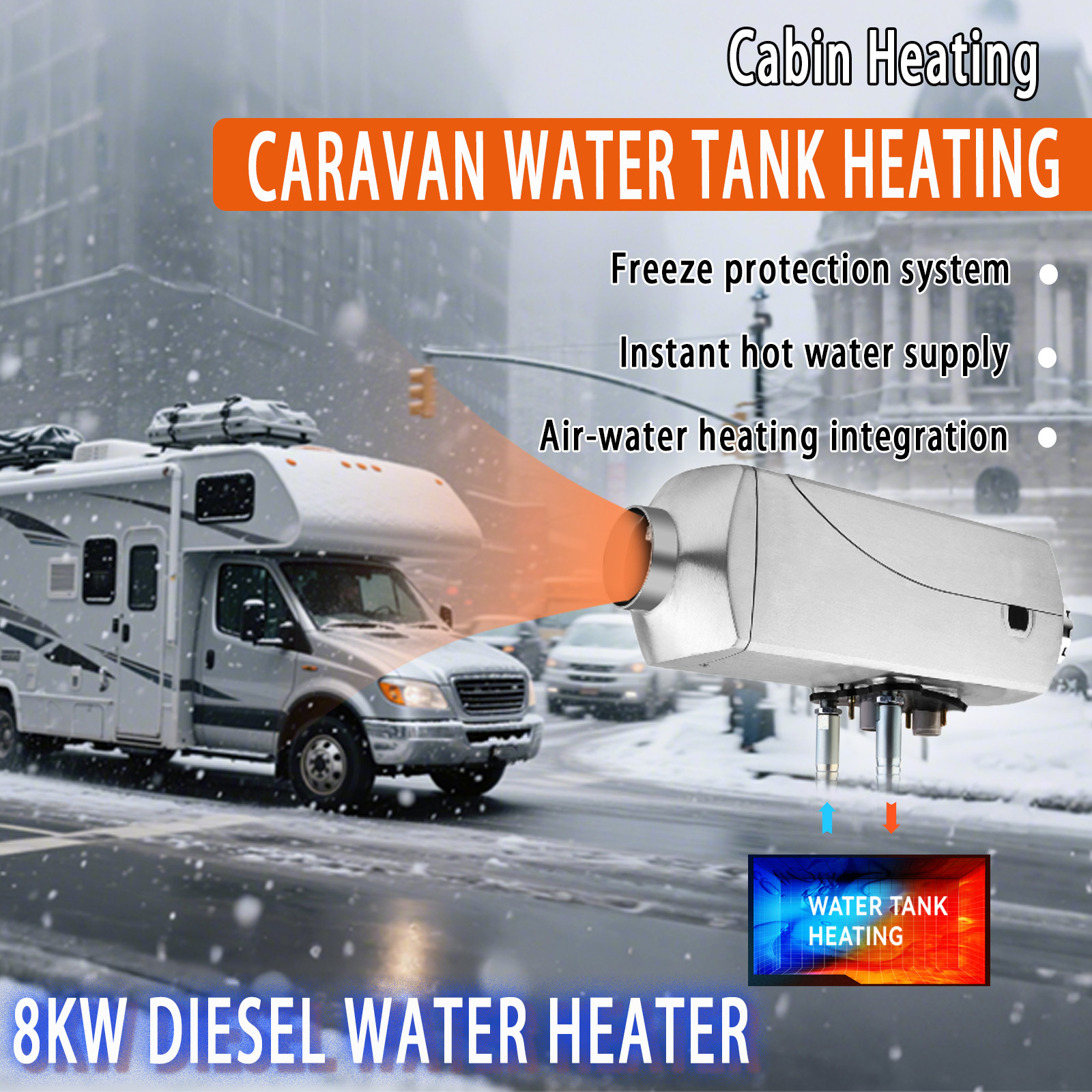 Diesel Heater 12V 8KW Air Water Heater with 2-way remote control LCD display