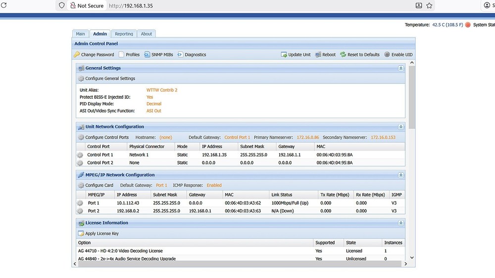 Sencore openGear AG4400 Receiver Decoder SD/HD 4:2:0 H.264 MPEG-2 SCTE IP Audio